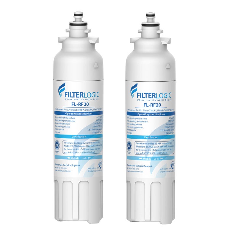 Filterlogic ADQ73613401 Refrigerator Water Filter, Replacement for LGÂ® LT800PÂ®, LT800PC, ADQ736134, ADQ73613402, LSXS26326S, LSXS26366S, LMXS30776S, LSXS26366D, LMXC23746S, 46-9490, 469490, Pack of 2 - Image 1